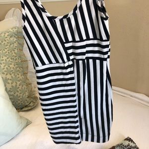 Black and cream striped tank dress